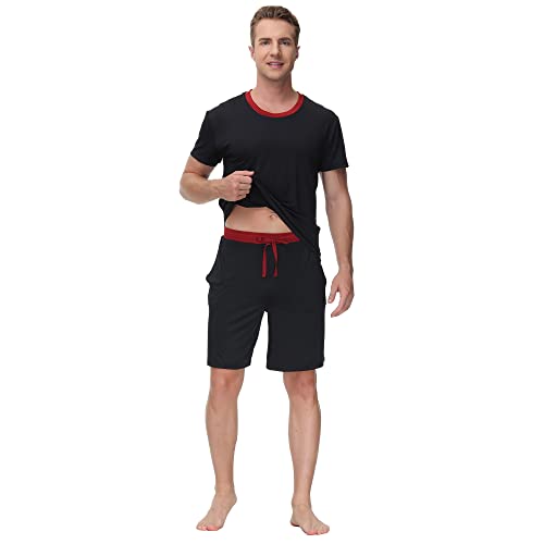 INK+IVY Men's Sleepwear Pajama Set Crewneck T-Shirt, Soft Jersey Tee Loungewear with Matching Short 5