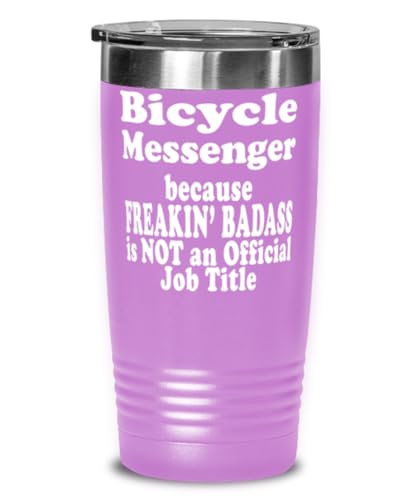 Freakin' Badass Bicycle Messenger Expert is not an Official Job Title. Light Purple Bicycle Messenger Expert 20oz Tumbler Stainless Steel with Vibrant Design