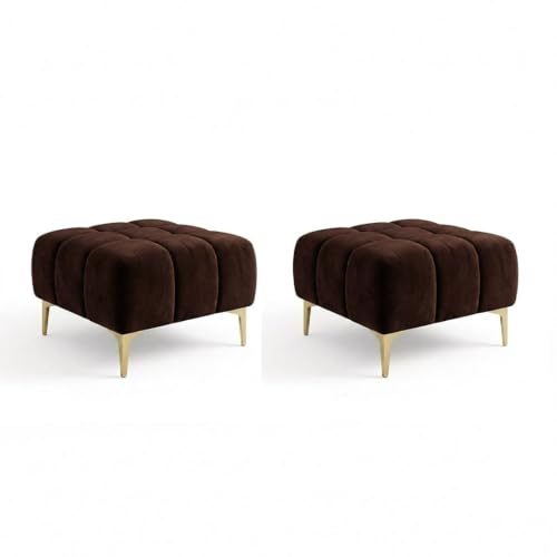 Image of Hermione 5 Seater L Shape Sofa Set with 2 Movable Ottoman | Flexible Left or Right Layout | Luxe Velvet Suede Fabric | Comfortable Seating | Modern Sofa for Living Room - Dark Brown
