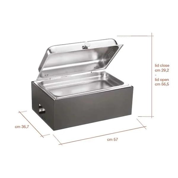 Pintinox Base per Chafing Dish, GN 1/1, Colore Carbone, 57x36,7x20 cm, per Buffet Linea Caleido