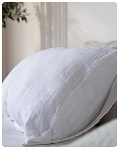 Image of XZ XIFA 100% Washed French Flax Linen Envelope Pillowcases, Pack of 2, Breathable & Durable Farmhouse Bedding (White, King 20 inchx40 inch)