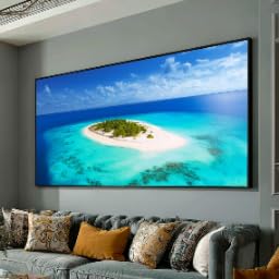 Peinture côtière vue aérienne île premium