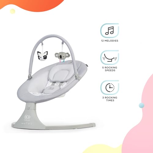 Miniatura 4 de Kk Kinderkraft Eléctrica Silla Mecedora 2 En 1 Luli, Balancín, 5 Velocidades De Mecer, 12 Melodías, Gris