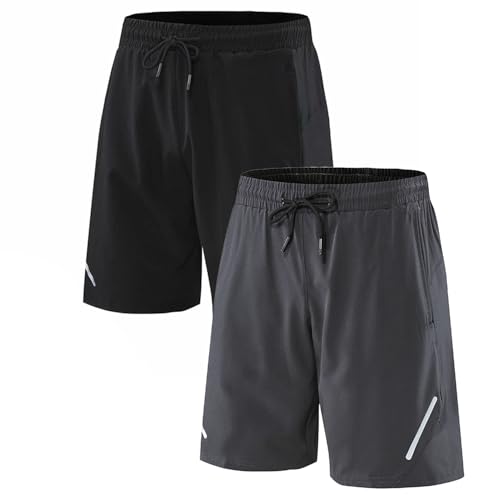 Opiniones de Ropa de Balonmano para Hombre los mejores 5. 46 ZENSUKYE Shorts Hombre Deportivos, Pantalones Cortos de Ajuste Holgado para Hombre, Shorts Deportivos Transpirable para Correr (MX/US, Alfa, Talla única, Regular, M, Negro+Gris)