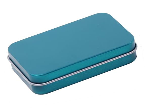 Image of Portable Universal Metal Storage Box, Mini Rectangular Empty Metal Tin with Lid for Storing Candy Jewelry Crafts (Greener)