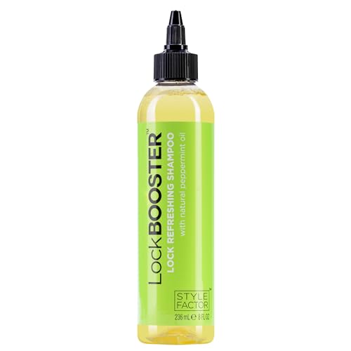 Style Factor LockBOOSTER Lock Refreshing Shampoo Deep Cleansing for Braids Twists & Locs With Peppermint & Tea Tree Oil Removes Buildup Without Stripping Natural Oils Sulfate-Free 8 oz