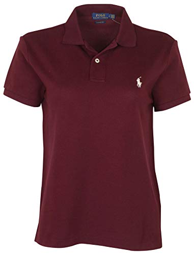 Polo RL Women's Mesh The Skinny Polo Shirt (Red Wine, Medium)