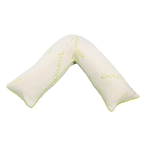 Nod Off V Shape Pillow Orthopaedic Bamboo Casing Memory Foam Pillow - Non-Allergenic Neck Suport - Pillow for Nursing Maternity and Pregnancy Cover