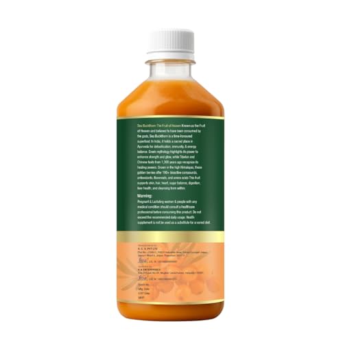 Image of Sea Buckthorn Juice 500 ML | Buckthorn Berry Herbal Juice with Natural Vitamin C, Omega 3 6 7 9 & Antioxidants | Herbal Support for Immunity, Skin Glow & Gut Health - Pack of 4
