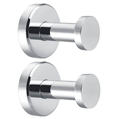 Aplusee Bath Towel Hook 2 Pack, 304 Stainless Steel Clothes Storage Hanger Round Style, Modern Utility Toilet Kitchen Coat Wall Holder (Polished Chrome)… #TOP11
