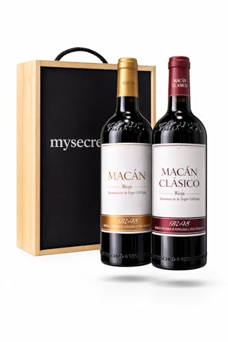Macán & Macán Clásico Rioja DOCa – Estuche Premium de Madera 2 Botellas 75cl – Bodegas Benjamin de Rothschild & Vega Sicilia – Vino Tinto Reserva de Alta Gama
