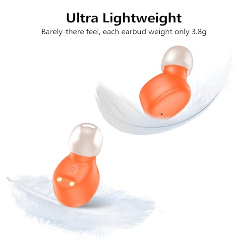 Image of kurdene Wireless Earbuds Bluetooth 5.3 Light Weight in Ear Headphones | Premium Sound Bass Ear buds with Charging Case,Touch Control,Built in Mics Headset,Clear Calls for Sports Workout Orange