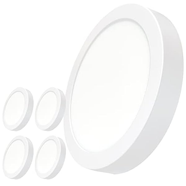 Pack 5x Plafon Superficie LED Circular 20W, Color Blanco Frio (6500K), 1800 Lumenes, Driver incluido. Diámetro 220mm.