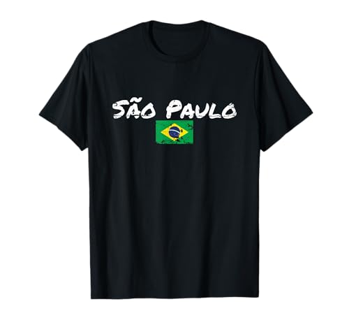 São Paulo Brazil Vintage Brasil Bandera Brasileño Camiseta