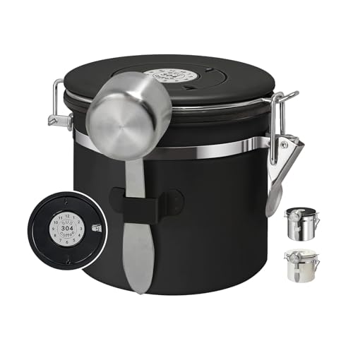 1.2L Airtight Vacuum Coffee Canister, Stainless Steel Storage Container for