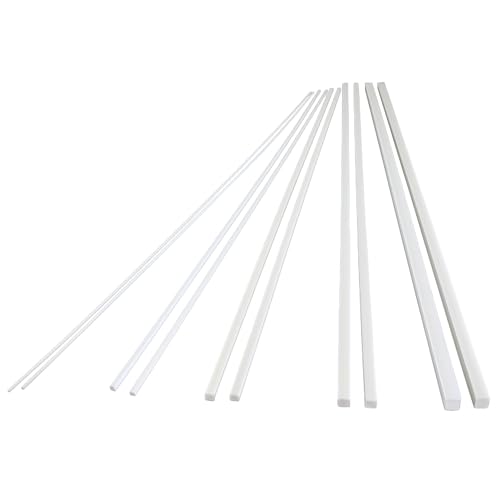 FregocS プラ棒 角棒 便利な 10本セット 1mm 2mm 3mm 4mm 5mm 各2本 長さ250mm (ホビー プラモデル 改造 ディティールアップ ジオラマ DIY) ABSSQR10S