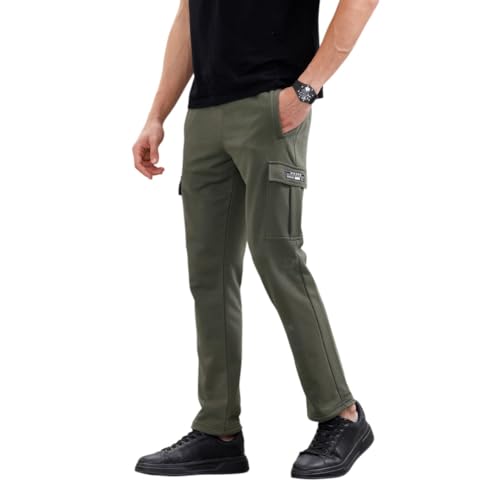 Image of WROGN Men's 320 GSM Cotton Blend Fleece Cargo Joggers | Multi Pocket Utility Design | Regular Fit