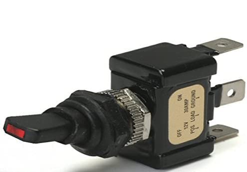 Red Led Tip Off/On 30 Amp Sand Sealed Toggle Switch with Tab Terminals