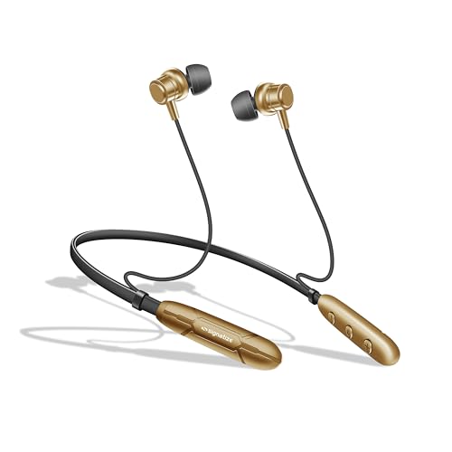 Image of Bluetooth Neckband Earphones, Bluetooth V5.4, 25+ Hours Playtime, C-Type Fast Charging Port, Multi-Function Integrated Controls, Golden
