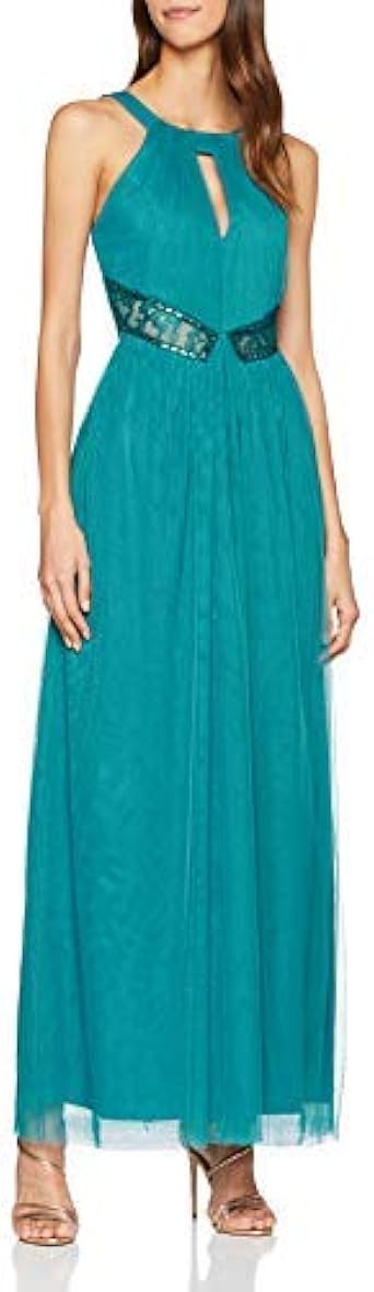 little mistress heather mesh halter maxi dress
