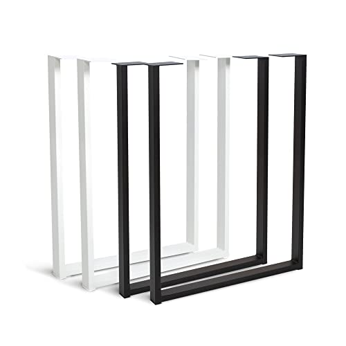 Rikmani Gestell Metallfüße 2 Stück SR47 Weiss Tischbeine Metall für Esstisch, Schreibtisch, Couchtisch, Bank einfache Montage Stahl Tischgestell mit Schrauben & Bodenschoner