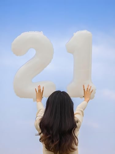 Image of 1 Balloon Numbers Birthday Decorations, 40In White Balloons for Men Women | Eye-catching Appearance, Perfect Decorative Centerpieces, Convenient Self-sealing Structure, Widely for Various Occasions