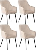 SHIITO | Modelo Katelin - Pack de 4 Sillas de Diseño para Salón, Comedor o Dormitorio | 58 x 60 x 90.5 cm - Beige | Elegante y Confortable