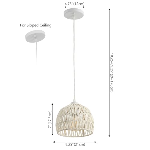 Image of JONATHAN Y Campana 1-Light Pendant Dome Ceiling Lamp, 8.25 inch, Cream