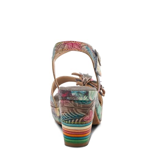 Image of L`Artiste Leilanie Hand-Painted Leather Platform Heel Sandal