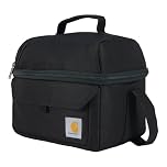 Carhartt Insulated 12 Can Two Compartment Lunch Cooler, Durable Fully-Insulated Lunch Box, Dual Compartment (Black)