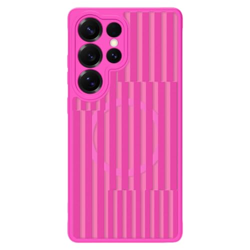 Magnetic for Samsung Galaxy S26 Ultra Case Cute Shockproof, Pink Stripes