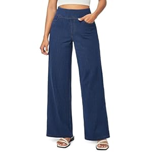 IUGA Wide Leg Jeans Woman High Waisted Pull On Baggy Jeans for Women Stretchy Trendy Womens Jean Straight Casual Denim Pants