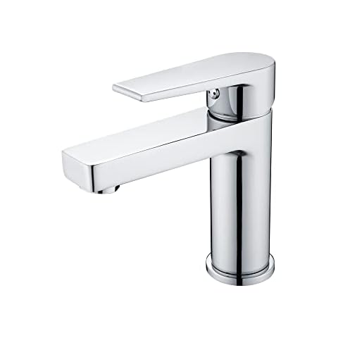 Grifo de lavabo de baño plateado, cromado Cover