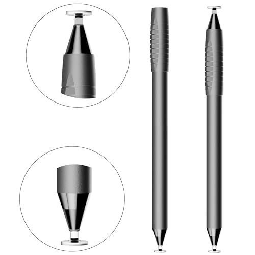 AOPCREZON 2 in 1 Stylus Pens for iPad,Universal Touch Screens High Sensitive & Precision Capacitive Disc Tip Pen Stylus for Samsung/Galaxy/Kindle/Tablet/Computer/FireTablet (Grey+Pink)