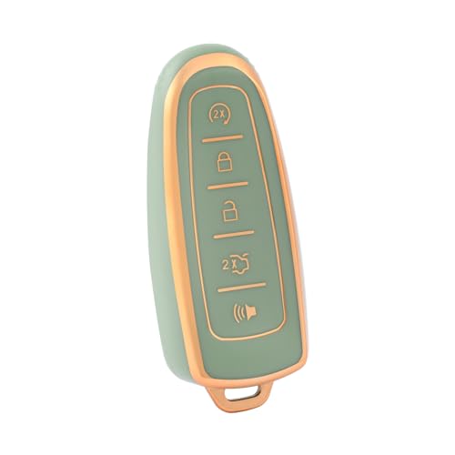 OFF WE GO for Lincoln Key Fob Cover Soft TPU Protection Key Shell Compatible with Ford Explorer Escape Flex Edge Focus Taurus Maverick Lincoln MKS MKT MKX Key Fob Case (Gold Green)