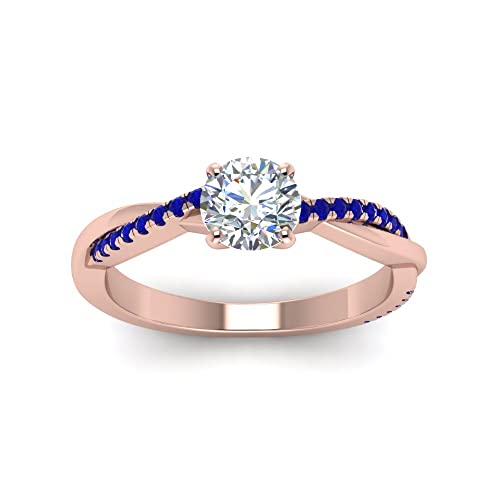 Image of 55Carat Choose Your Gemstone 18k Rose Gold Plated Infinity Twist Ring Crystal Round Shape Side Stone Wedding Valentine Wear Promise Ring with Pave Setting for Women Size US 4 to 12