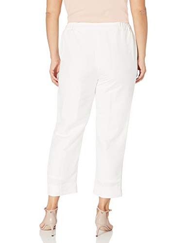 Kasper Women's Plus Size Elastic Back Linen Pant With Side Slits, Lily White-2Ji, 20W #TOP1