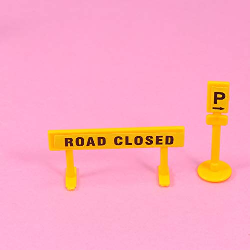 PRETYZOOM 1 conjunto com tema de bombeiro, topo de cupcake, blocos de estrada, cones de trânsito, pa