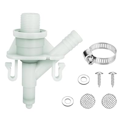 385311641 RV Water Valve Kit Compatible with Sealand Dometic Toilets 300,301,310,311,320,321 Series Pedal-Flush Toilet,Camper Trailer Toilet Pedal Flush Toilets Includes Hose Clamp and Hardware Kit