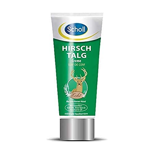 Scholl Hirschtalgcreme für weiche Füße - stärkt die Hautbarriere - mit Kamillenextrakt, Rosmarinöl und Aloe Vera - ph-Hautneutral - glättend und pflegend - 100 ml