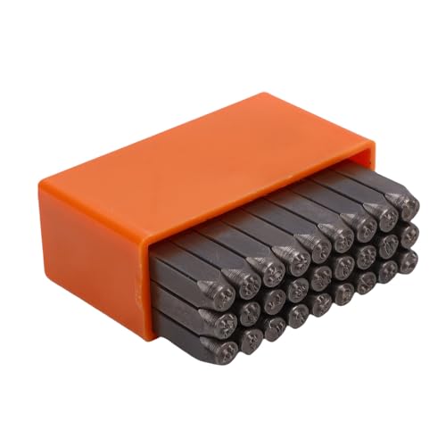 Smandy Kursives Schriftstempel-Set, Kohlenstoffstahl A-Z-Buchstaben Punch-Set, Langlebige Metallstempelwerkzeuge für Leder, Holz und Schmuckhersteller