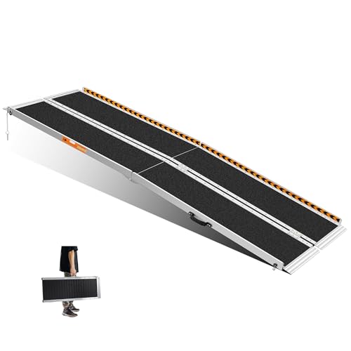 Gardhom Rampes pour Fauteuil Roulant de 244 cm, Pliable, Portable, antidérapante, en Aluminium, pour seuil, escaliers, capacité de Charge de 362 kg