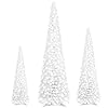 Leyndo 3 Pcs 3 4 5 Ft Collapsible Artificial Valentines Day Tree Pencil Pop up Christmas Tree Tinsel Skinny White Sequined Christmas Decoration for Home Fireplace
