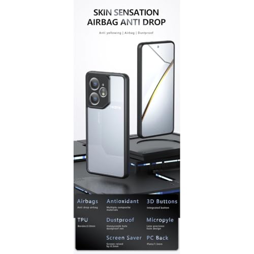 Image of REALCASE Shockproof Hybrid Armor Back Cover Case for Realme Neo 7 5G | 360 Protection | Crystal Clear Hard Back Transparent Cover for Realme Neo 7 5G