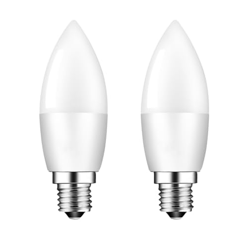 YBTOP E14 6W LED Light Bulb, Dimmable LED Bulb, 60W Equivalent, Warm White 2700K, 600 Lumen, E14 Small Edison Screw SES Candle Bulbs, Pack of 2
