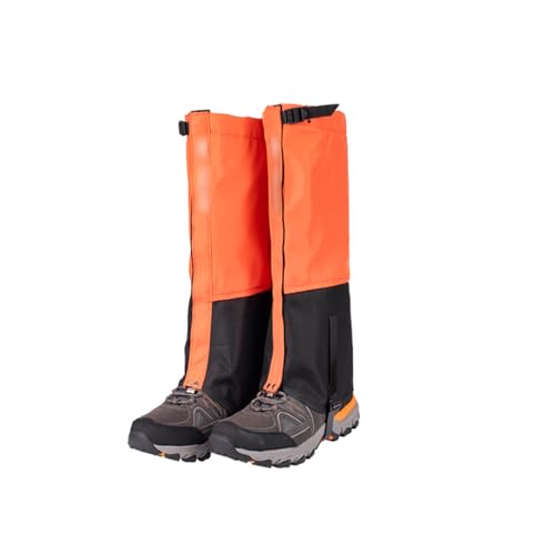 HEVOY Weed Eating Leg Guards, Waterproof Lawn Trimming Care Leg Protection, Men and Women Snow Boot Gaiters for Hiking, Walking, Hunting, Backpacking and Outdoor Climbing (Plush Orange, XL)