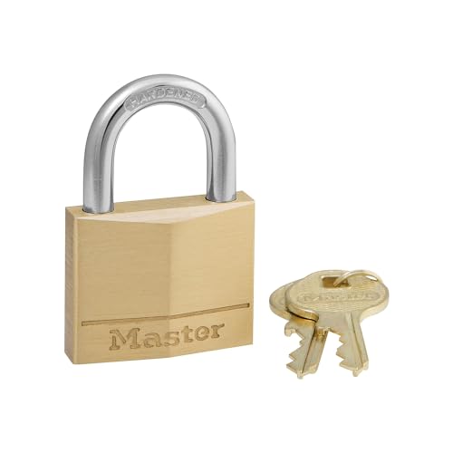 Image of Master Lock 140D Solid Brass Keyed Different Padlock with 1-9 /16-Inch Wide Body, 1 /4-Inch Shackle, 4-Pack