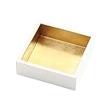 Caspari Lacquer Cocktail Napkin Holder Ivory & Gold, 1 Each