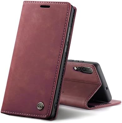 Chocoyi Leather Flip Wallet Phone Case Cover for Huawei P30 Pro, Magnetic Closure Case Cover with Stand function and Card Slots.-Blue