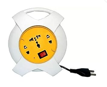 IONIX Made in India Round Extension Boards with Long Wire, Power Extension Board Long Wire with Surge Protection, Extension Board with Long Wire (Color/Design May Vary)